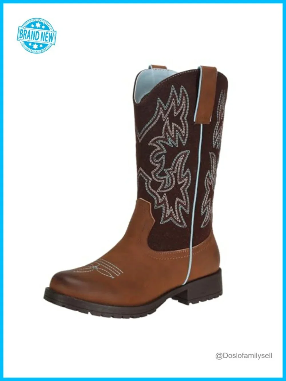 Women's Cowboy Boots Round Toe Faux Leather Western Mid Calf Work Boots